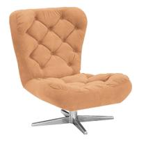 Poltrona Decorativa Botonê Iris Suede Caramelo Sisal com Base Estrela Giratória Aço Cromado - D'Rossi