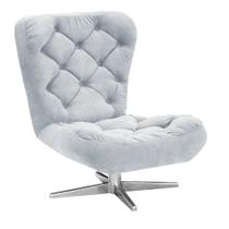 Poltrona Decorativa Botonê Iris Suede Cinza com Base Estrela Giratória Aço Cromado - D'Rossi