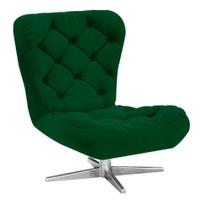 Poltrona Decorativa Botonê Iris Suede Verde com Base Estrela Giratória Aço Cromado - D'Rossi