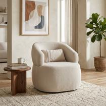 Poltrona Decorativa Boucle Orgânica Sala de Estar Luxo Com Almofada Sala Moderna Recepção Poltrona Decorativa Boucle Orgânica Sala de Estar Luxo Com Almofada Sala Moderna Recepção