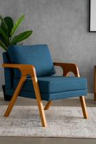 Poltrona Decorativa Braço de Madeira Linho Mona Poltrona Decorativa Braço de Madeira Linho Mona