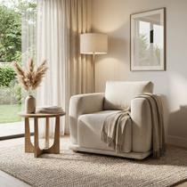 Poltrona Decorativa Bridge Clássica Bouclé Premium De Luxo Para Sala Quarto Recepção Design Autoral Robusto