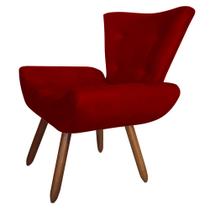 Poltrona Decorativa Cadeira Bella Suede Recepção Vermelho