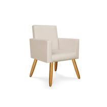Poltrona Decorativa Cadeira Escritório material sintético Bege