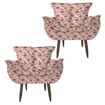 Poltrona Decorativa Cadeira Opala Closet Sala de estar Área Gourmet Área de lazer Luxo Suede Floral 12