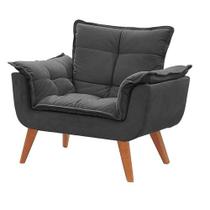 Poltrona Decorativa Cadeira Opala Sala Quarto Recepção Consultório Closet Sala de estar Área Gourmet Área de lazer Luxo Suede Grafitte