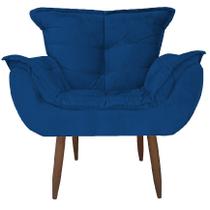 Poltrona Decorativa Cadeira Opala Sala Quarto Recepção Marinho