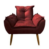 Poltrona Decorativa Cadeira Retro Para Recepção Escritório Salão Beleza Sala Estar Opala - Sued Marsala Poltrona Decorativa Cadeira Retro Para Recepção Escritório Salão Beleza Sala Estar Opala - Sued Marsala