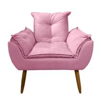 Poltrona Decorativa Cadeira Retro Para Recepção Escritório Salão Beleza Sala Estar Opala - Sued Rose