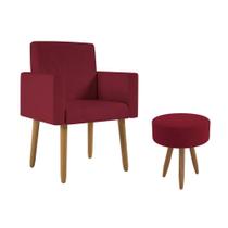 Poltrona Decorativa Cadeira Sala Com Puff Balaqui Decor