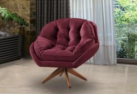 Poltrona Decorativa Califórnia Base giratória Veludo Vinho Poltrona Decorativa Califórnia Base giratória Veludo Vinho