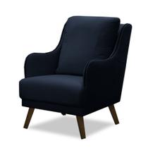 Poltrona Decorativa Catar com Tachas Veludo Azul Marinho G33 - Gran Belo