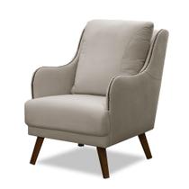 Poltrona Decorativa Catar com Tachas Veludo Bege Claro G33 - Gran Belo