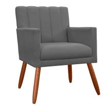 Poltrona Decorativa Cecilia Pés Palito Suede Cinza - DS Estofados