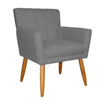 Poltrona Decorativa Cecilia Pés Palito Suede Cinza - DS Estofados