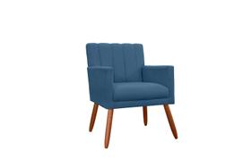 Poltrona Decorativa Cecília Suede Azul Marinho Pés Madeira Ms Decor Poltrona Decorativa Cecília Suede Azul Marinho Pés Madeira Ms Decor