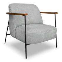 Poltrona Decorativa Celeste Linho Bouclê Base de Ferro Preto - Pallazio