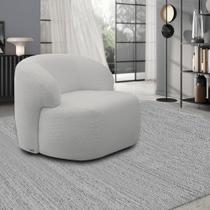 Poltrona Decorativa Charlote Sala de Estar Base Fixa Bouclê Cinza G88 - Gran Belo Poltrona Decorativa Charlote Sala de Estar Base Fixa Bouclê Cinza G88 - Gran Belo