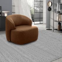 Poltrona Decorativa Charlote Sala de Estar Base Fixa Couro Marrom Claro Manchado G88 - Gran Belo Poltrona Decorativa Charlote Sala de Estar Base Fixa Couro Marrom Claro Manchado G88 - Gran Belo