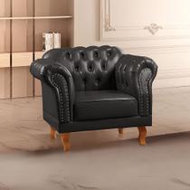Poltrona Decorativa Chesterfield Clássica material sintético Duque Yescasa Preto