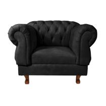 Poltrona Decorativa Chesterfield Elisabeth Suede Preto