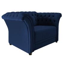 Poltrona Decorativa Chesterfield Sofia Suede Azul Marinho - ADJ Decor