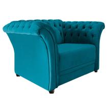 Poltrona Decorativa Chesterfield Sofia Suede Azul Turquesa - Doce Sonho Móveis