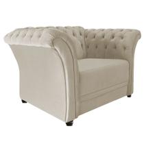 Poltrona Decorativa Chesterfield Sofia Suede Bege- ADJ Decor