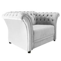 Poltrona Decorativa Chesterfield Sofia Suede Branco Capitonê - Amarena Móveis