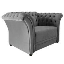 Poltrona Decorativa Chesterfield Sofia Suede Cinza - Doce Sonho Móveis Poltrona Decorativa Chesterfield Sofia Suede Cinza - Doce Sonho Móveis