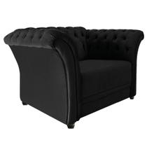 Poltrona Decorativa Chesterfield Sofia Suede Preto - Amarena Móveis