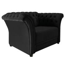 Poltrona Decorativa Chesterfield Sofia Suede Preto Capitonê - Amarena Móveis