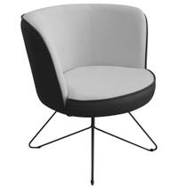 Poltrona Decorativa Chiara Base Orby Corano Preto/Poliéster Cinza Claro - Nexta Casa