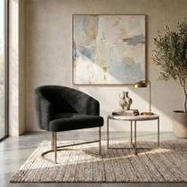 Poltrona Decorativa Chiara Suede para Sala de Estar Base de Aço Reforçado Preto Mobília Decor