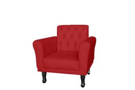 Poltrona Decorativa Classic Couro Vermelho Pés Madeira Mz Decor