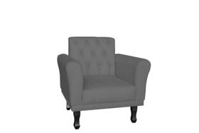Poltrona Decorativa Classic Suede Cinza Pés Madeira Ms Decor Poltrona Decorativa Classic Suede Cinza Pés Madeira Ms Decor