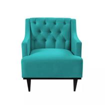 Poltrona Decorativa Clássica Capitonê Suede Azul- SA Móveis