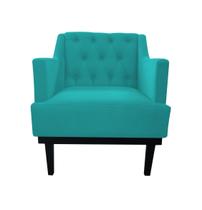 Poltrona Decorativa Clássica Capitonê Suede Azul Turquesa Pés Madeira Ms Decor Poltrona Decorativa Clássica Capitonê Suede Azul Turquesa Pés Madeira Ms Decor