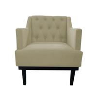 Poltrona Decorativa Clássica Capitonê Suede Bege Pés Madeira Mz Decor Poltrona Decorativa Clássica Capitonê Suede Bege Pés Madeira Mz Decor
