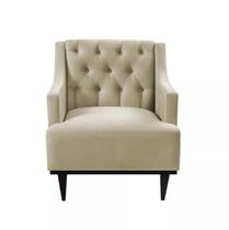 Poltrona Decorativa Clássica Capitonê Suede Bege - SA Móveis