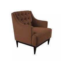 Poltrona Decorativa Clássica Capitonê Suede Marrom - SA Móveis
