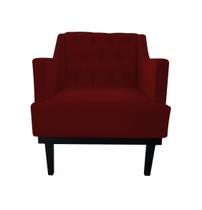 Poltrona Decorativa Clássica Capitonê Suede Marsala Pés Madeira Mz Decor