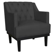 Poltrona Decorativa Clássica Com Base Madeira Suede Preto Casa Sala - DS Estofados Poltrona Decorativa Clássica Com Base Madeira Suede Preto Casa Sala - DS Estofados