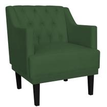 Poltrona Decorativa Clássica Pés Trapézio Suede Verde - DS Estofados