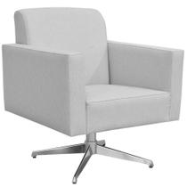 Poltrona Decorativa com Base Giratória Para Sala de Estar Helô L02 Linho Cinza - Lyam Decor