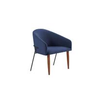 Poltrona Decorativa com Base Preta Home Azul Marinho