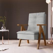 Poltrona Decorativa com Encosto Alto e Braço de Madeira Ref 559