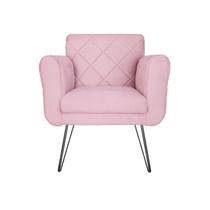 Poltrona Decorativa Com Pés de Ferro Para Salão de Beleza Isabella Corano Rosa Bebe - LM DECOR