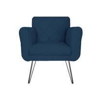 Poltrona Decorativa Com Pés de Ferro Para Salão de Beleza Isabella Suede Azul Marinho - LM DECOR Poltrona Decorativa Com Pés de Ferro Para Salão de Beleza Isabella Suede Azul Marinho - LM DECOR