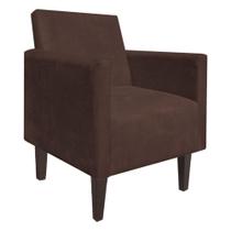 Poltrona Decorativa Compacta Jade Suede Marrom Com Pés Baixo Chanfrado - D'Rossi